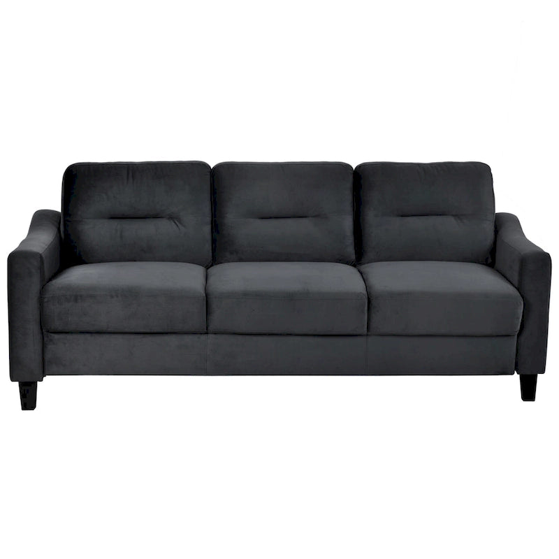 Canapé trois places gris anthracite en chenille avec cadre en bois dur, mousse haute densité et coussins amovibles
