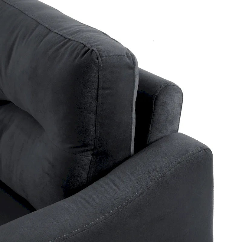 Canapé trois places gris anthracite en chenille avec cadre en bois dur, mousse haute densité et coussins amovibles