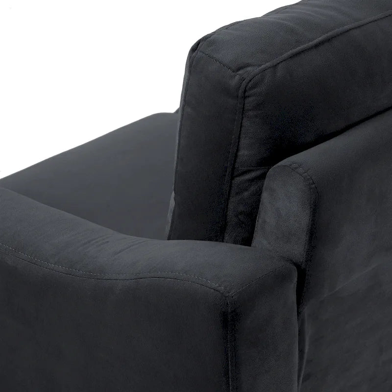 Canapé trois places gris anthracite en chenille avec cadre en bois dur, mousse haute densité et coussins amovibles