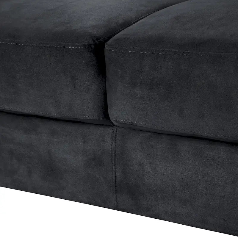 Canapé trois places gris anthracite en chenille avec cadre en bois dur, mousse haute densité et coussins amovibles