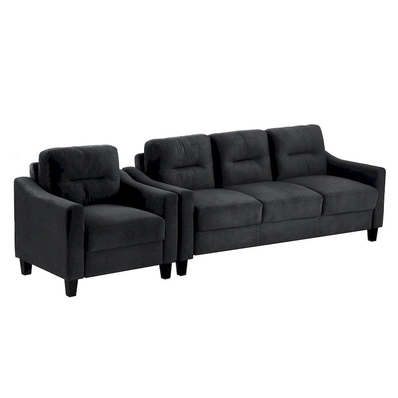 Canapé trois places gris anthracite en chenille avec cadre en bois dur, mousse haute densité et coussins amovibles