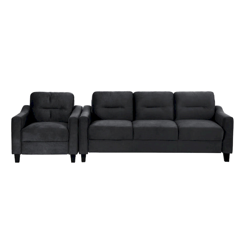Canapé trois places gris anthracite en chenille avec cadre en bois dur, mousse haute densité et coussins amovibles