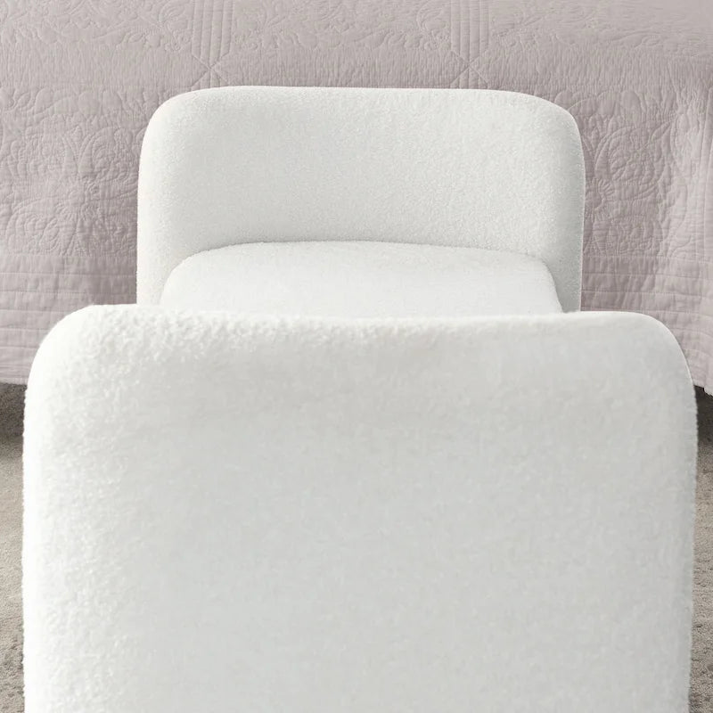 Banc rembourré en boucle avec cadre en H et rembourrage en mousse, Teddy gris, noir, ivoire