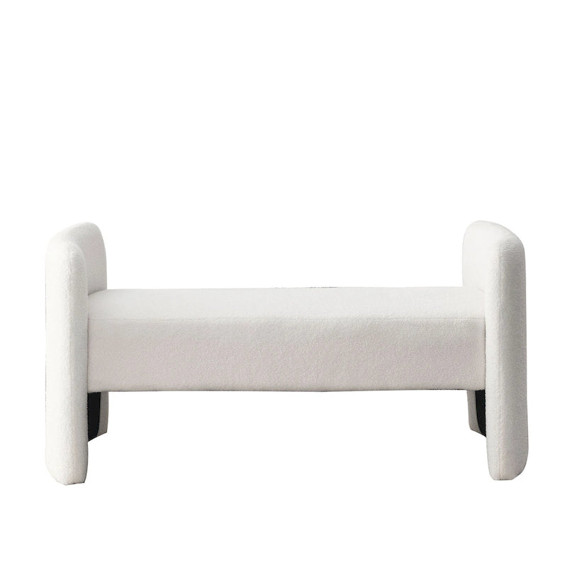 Banc rembourré en boucle avec cadre en H et rembourrage en mousse, Teddy gris, noir, ivoire