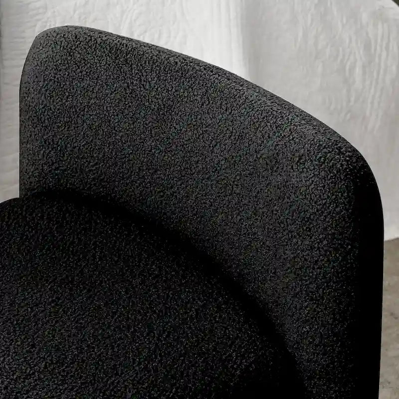 Banc rembourré en boucle avec cadre en H et rembourrage en mousse, Teddy gris, noir, ivoire