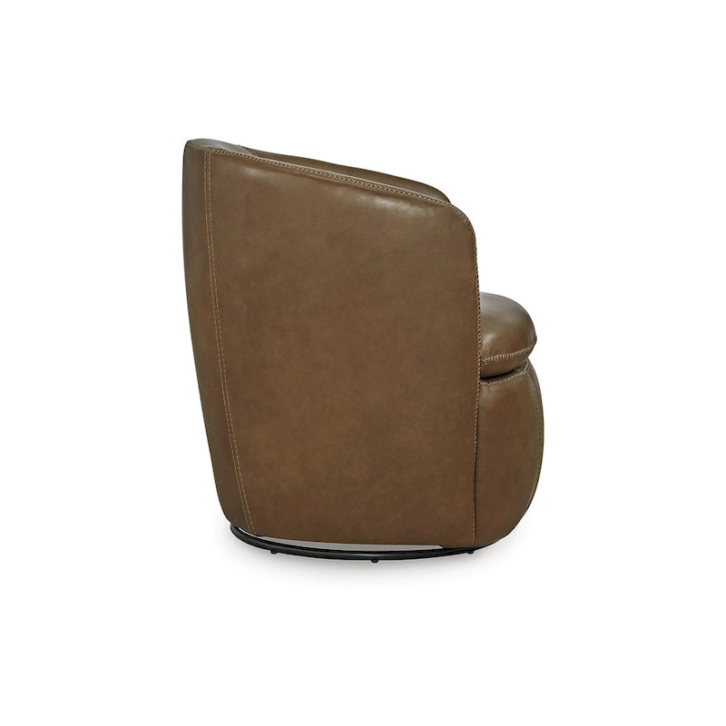 Fauteuil d'appoint pivotant en cuir pleine fleur, bleu marron, pour salon