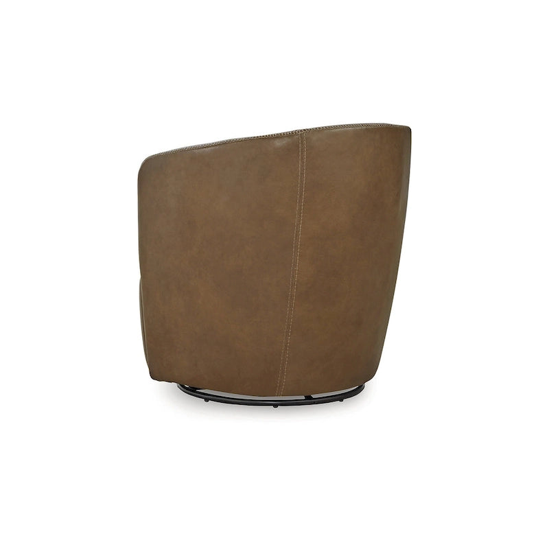 Fauteuil d'appoint pivotant en cuir pleine fleur, bleu marron, pour salon