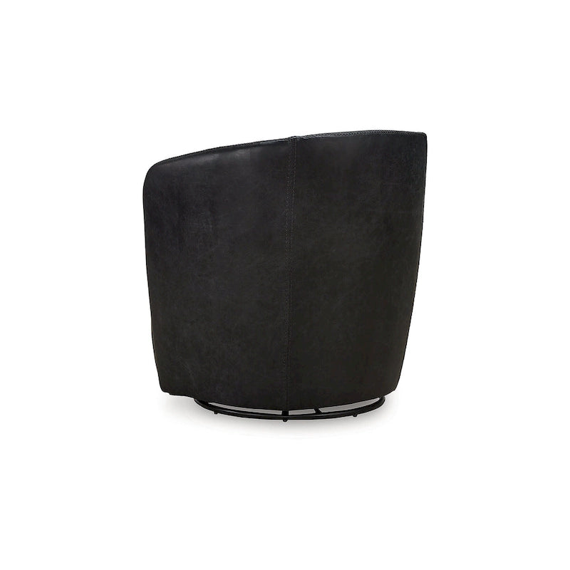 Fauteuil d'appoint pivotant en cuir pleine fleur, bleu marron, pour salon