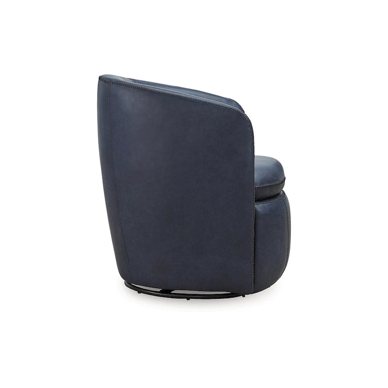 Fauteuil d'appoint pivotant en cuir pleine fleur, bleu marron, pour salon
