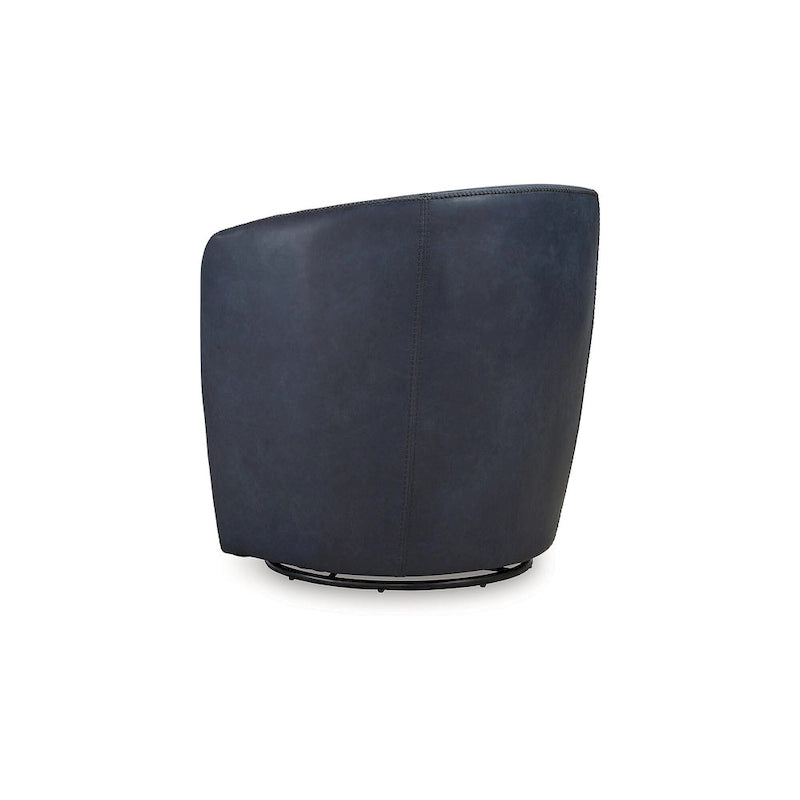 Fauteuil d'appoint pivotant en cuir pleine fleur, bleu marron, pour salon