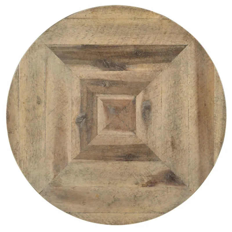 Table d'appoint industrielle ronde en bois d'acacia et métal marron