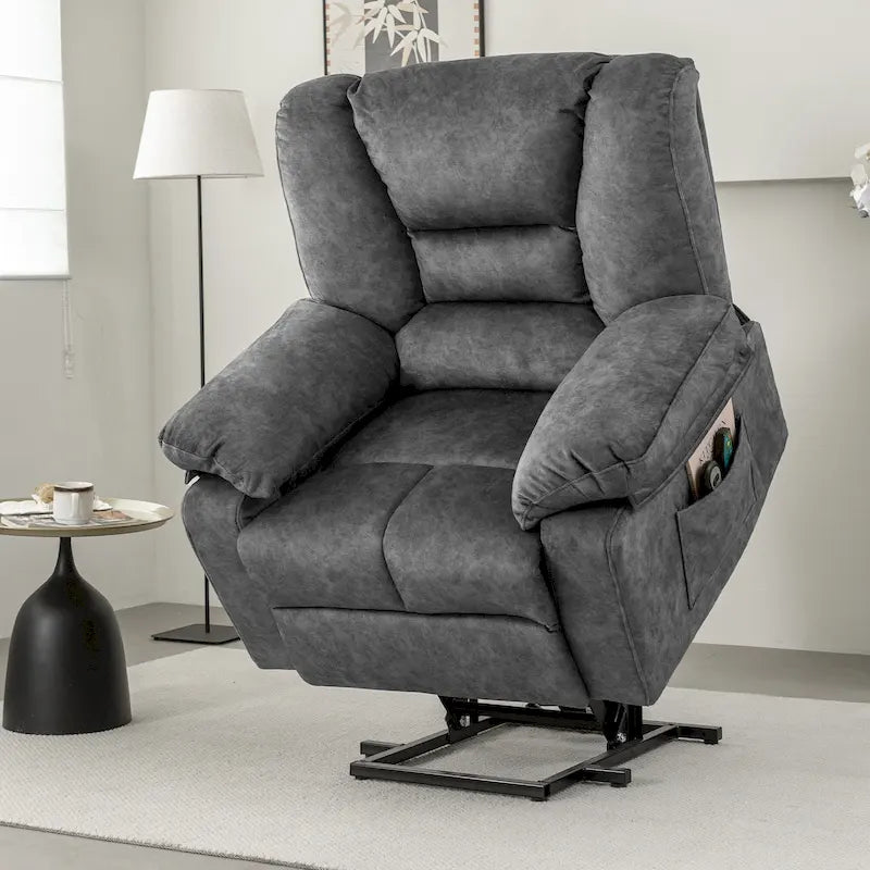 Fauteuil inclinable releveur électrique avec massage, chauffage et minuterie Gris marron