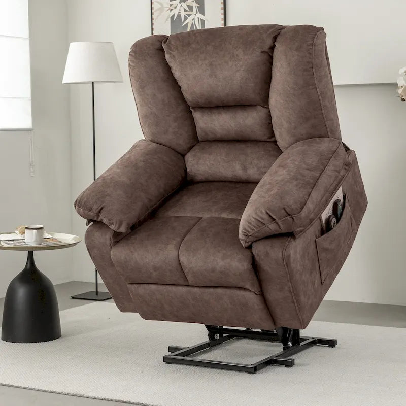 Fauteuil inclinable releveur électrique avec massage, chauffage et minuterie Gris marron