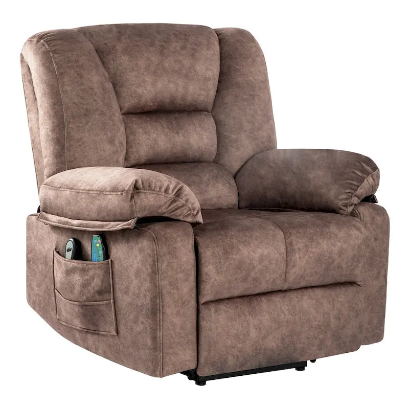 Fauteuil inclinable releveur électrique avec massage, chauffage et minuterie Gris marron