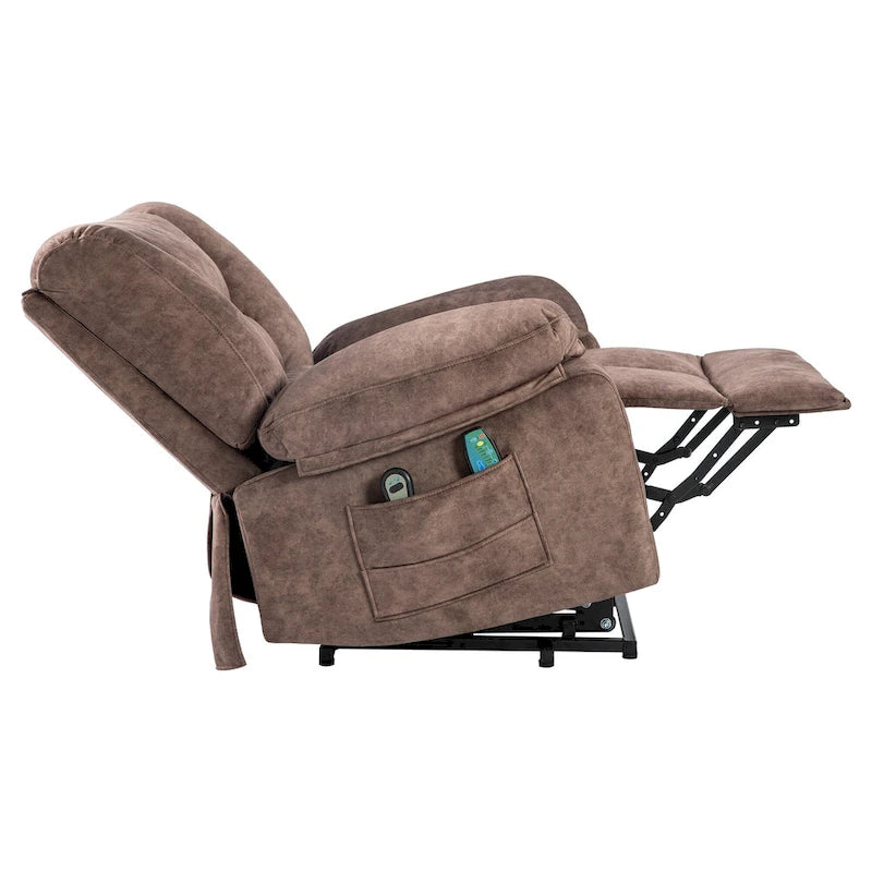 Fauteuil inclinable releveur électrique avec massage, chauffage et minuterie Gris marron