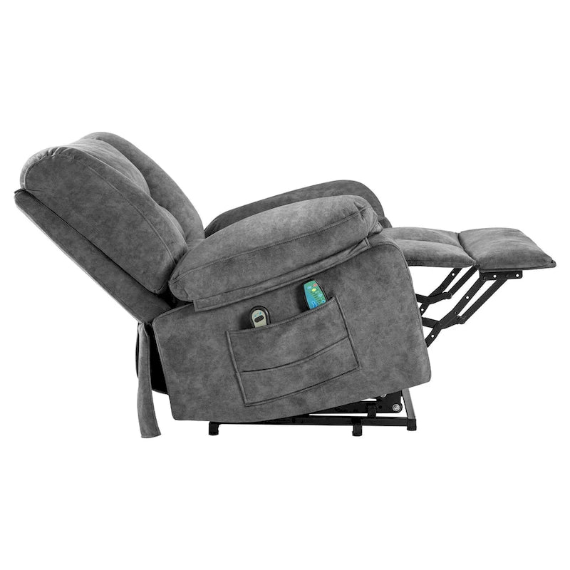 Fauteuil inclinable releveur électrique avec massage, chauffage et minuterie Gris marron