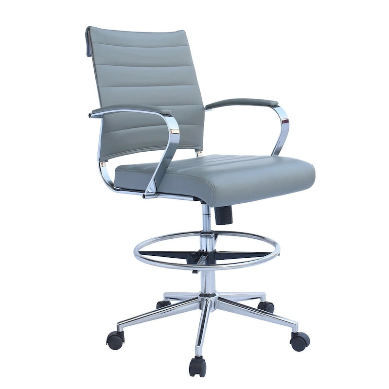 Chaise de bureau à dossier mi-haut en cuir PU, pivotante et réglable en hauteur, avec accoudoirs et repose-pieds
