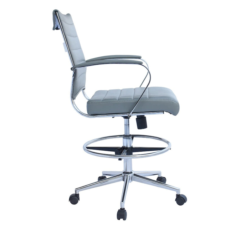 Chaise de bureau à dossier mi-haut en cuir PU, pivotante et réglable en hauteur, avec accoudoirs et repose-pieds