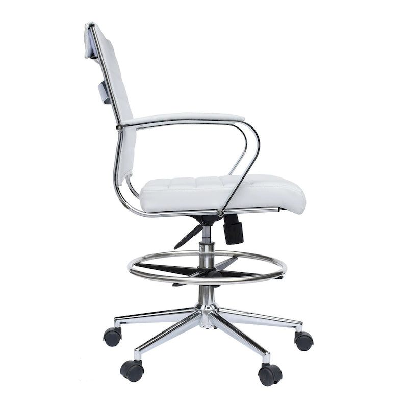 Chaise de bureau à dossier mi-haut en cuir PU, pivotante et réglable en hauteur, avec accoudoirs et repose-pieds