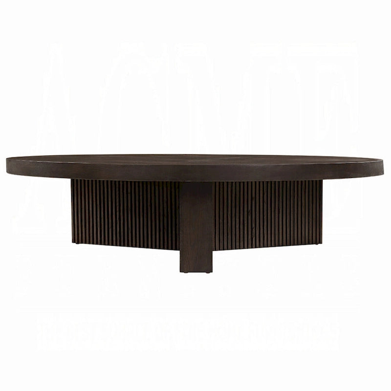 Table basse ronde Espresso Marron Cannelée Tri-Panneaux Bois Salon
