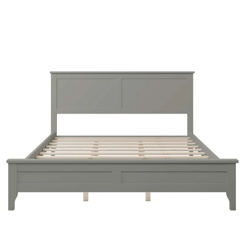 Lit plateforme en bois de pin blanc avec tête de lit et pieds effilés