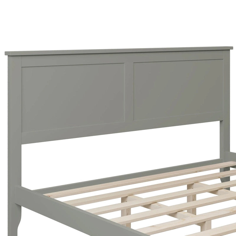 Lit plateforme en bois de pin blanc avec tête de lit et pieds effilés