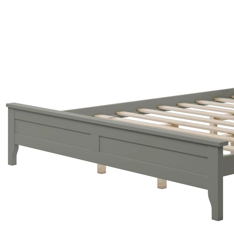 Lit plateforme en bois de pin blanc avec tête de lit et pieds effilés