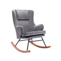 Fauteuil à bascule d'appoint Mid-Century Modern en velours avec pieds en bois et acier