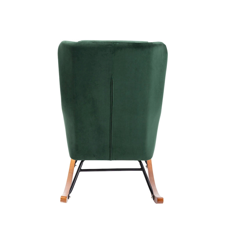 Fauteuil à bascule d'appoint Mid-Century Modern en velours avec pieds en bois et acier