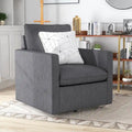 Fauteuil pivotant en lin de style transitoire avec accoudoirs carrés et coussin amovible