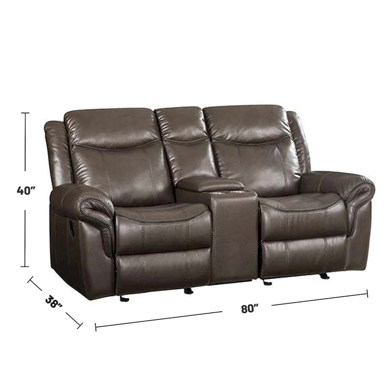 Causeuse inclinable marron avec console centrale et port USB