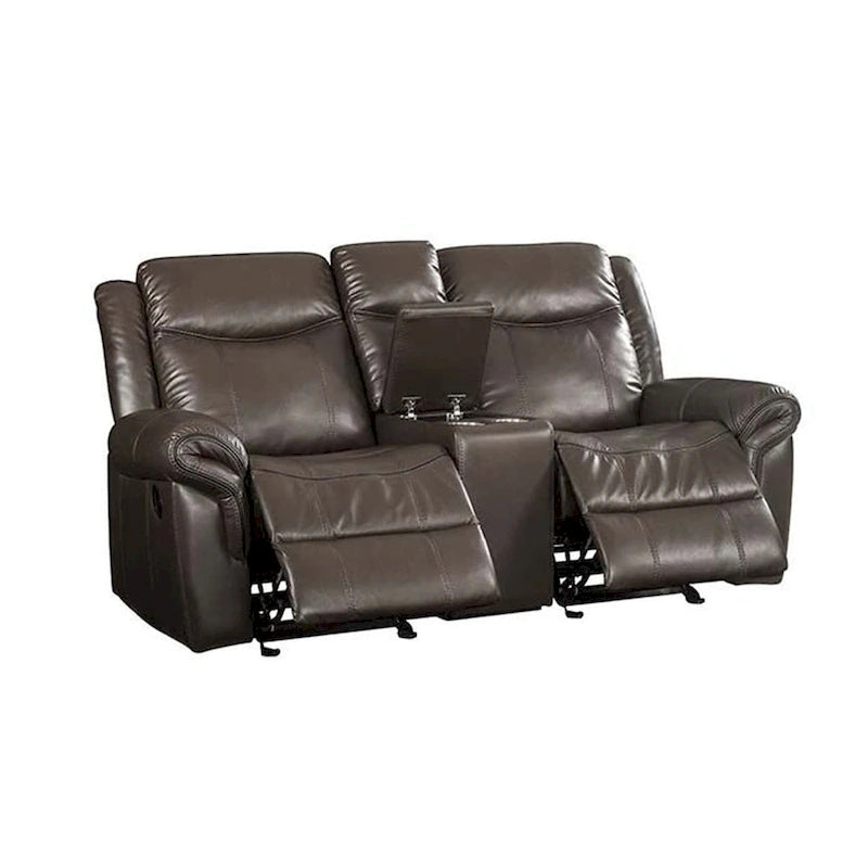 Causeuse inclinable marron avec console centrale et port USB