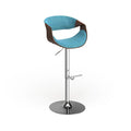 Tabouret de bar pivotant réglable de style Mid-Century Modern avec accents en bois de noyer coloris sarcelle crème gris