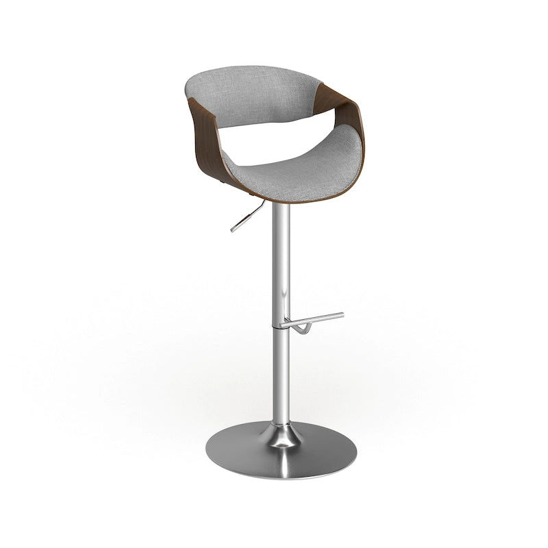 Tabouret de bar pivotant réglable de style Mid-Century Modern avec accents en bois de noyer coloris sarcelle crème gris