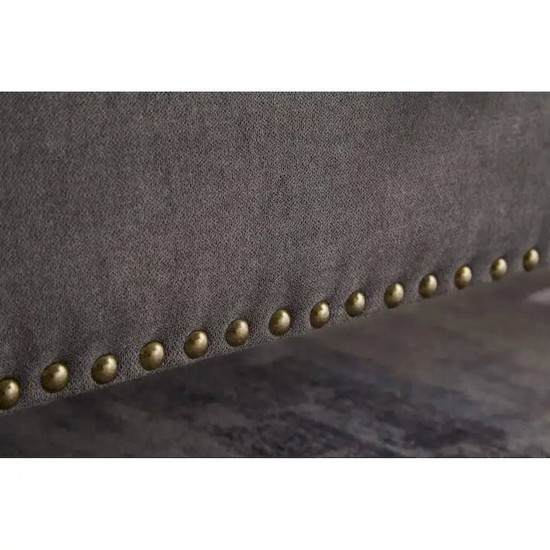 Banc de rangement capitonné Pouf en tissu avec pieds en bois Gris Beige Bleu