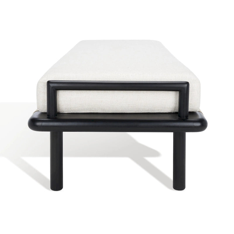 Banc coussin en bois de teck lin blanc naturel style bohème côtier
