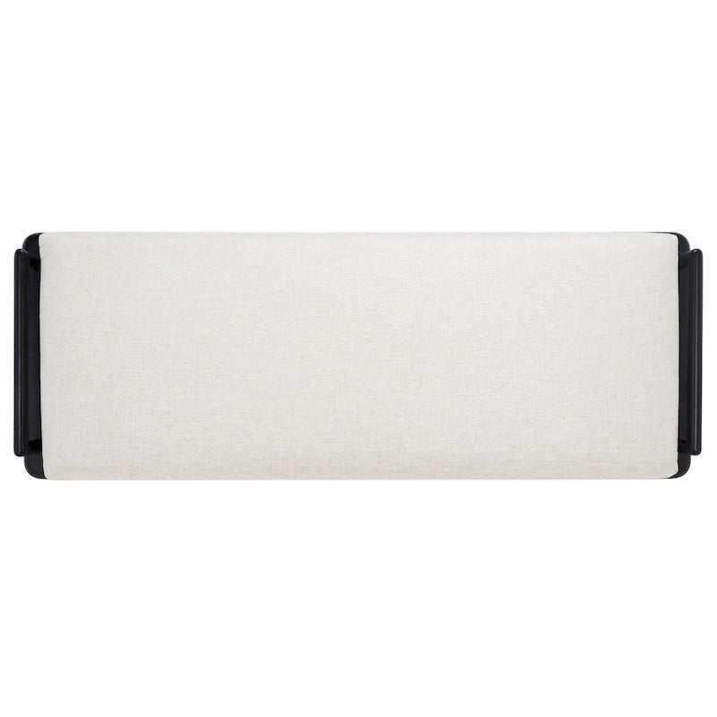 Banc coussin en bois de teck lin blanc naturel style bohème côtier