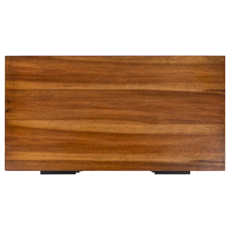Commode à 3 tiroirs Ombré Marron avec Cadre Noir Rangement de Chambre