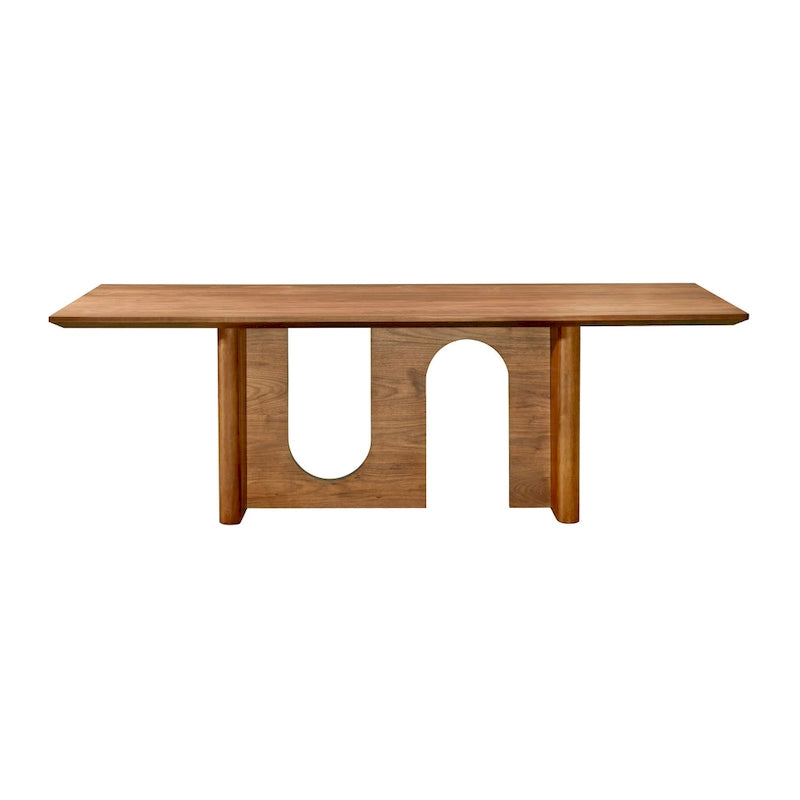Table à manger rectangulaire en noyer avec piètement arqué