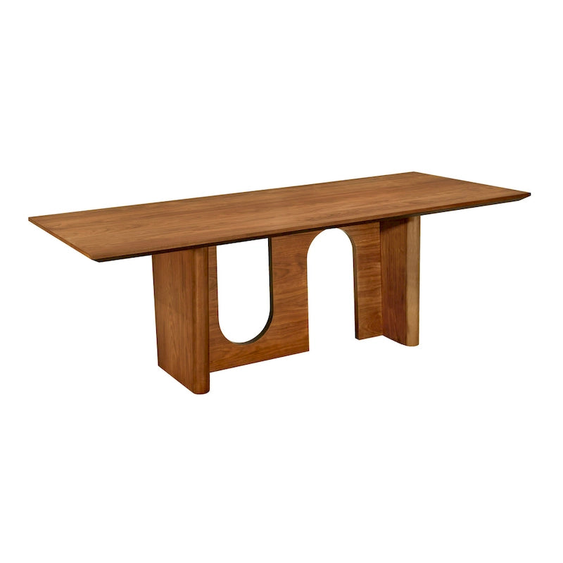 Table à manger rectangulaire en noyer avec piètement arqué