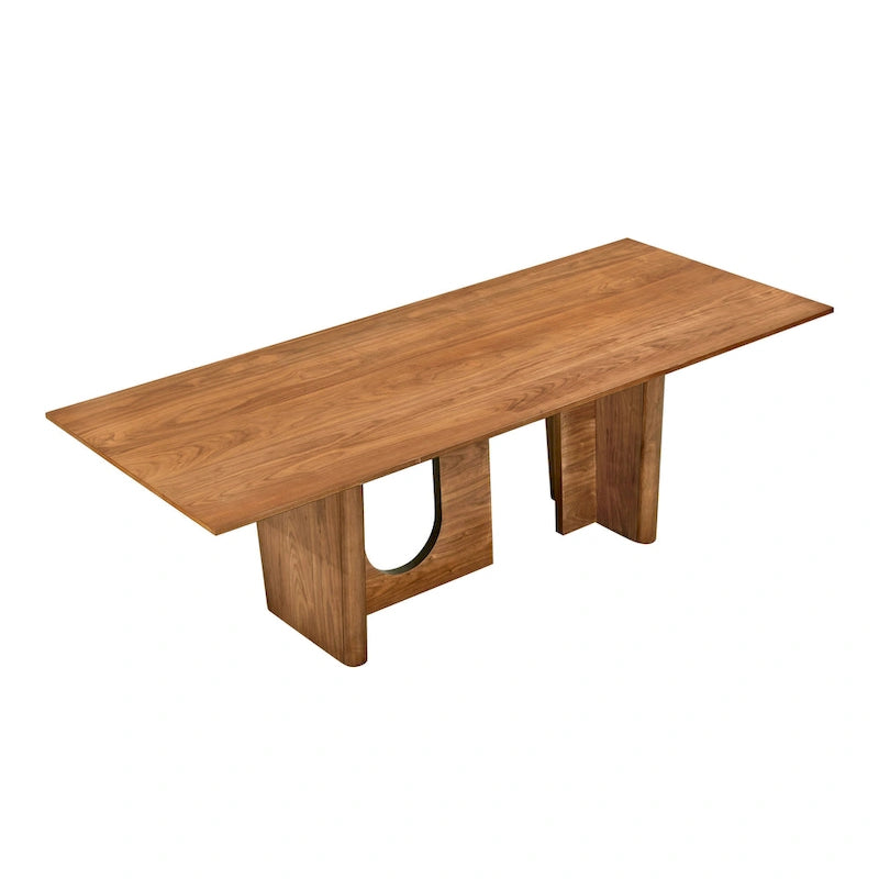 Table à manger rectangulaire en noyer avec piètement arqué