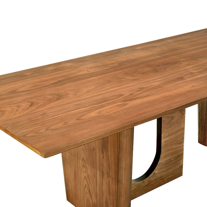 Table à manger rectangulaire en noyer avec piètement arqué