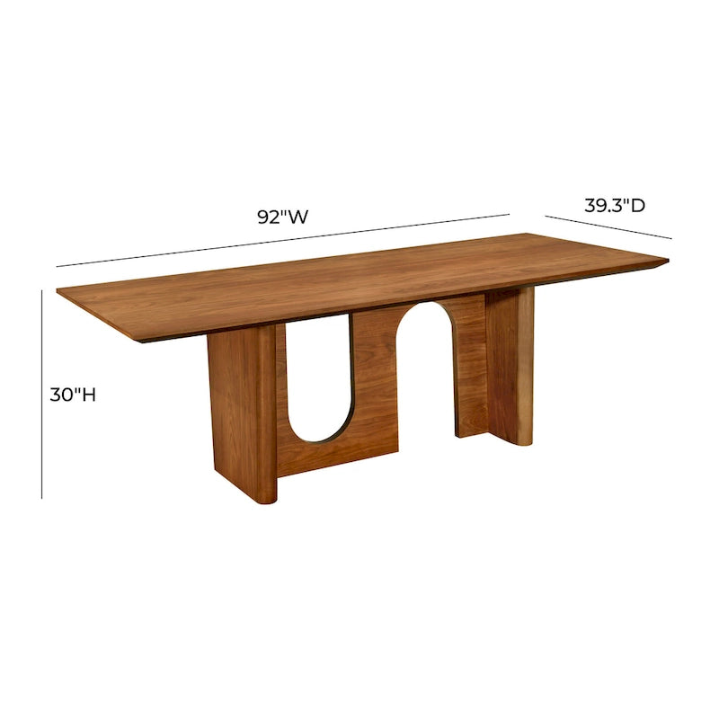 Table à manger rectangulaire en noyer avec piètement arqué