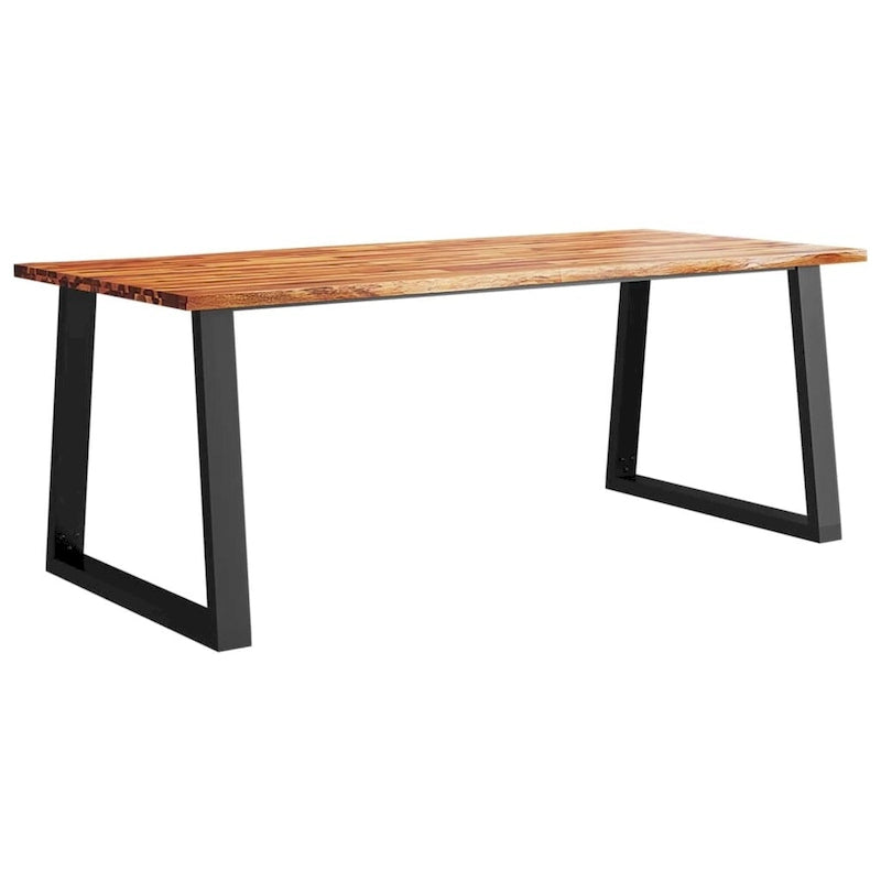 Table à manger en acacia massif Live Edge avec pieds en U en acier noir