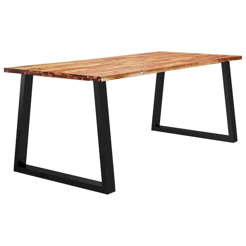 Table à manger en acacia massif Live Edge avec pieds en U en acier noir