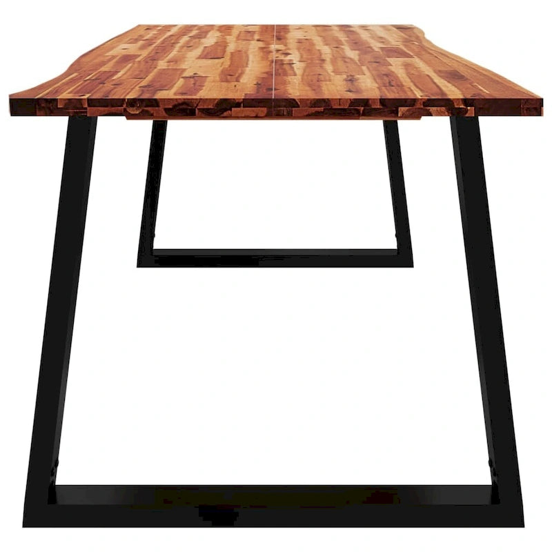 Table à manger en acacia massif Live Edge avec pieds en U en acier noir