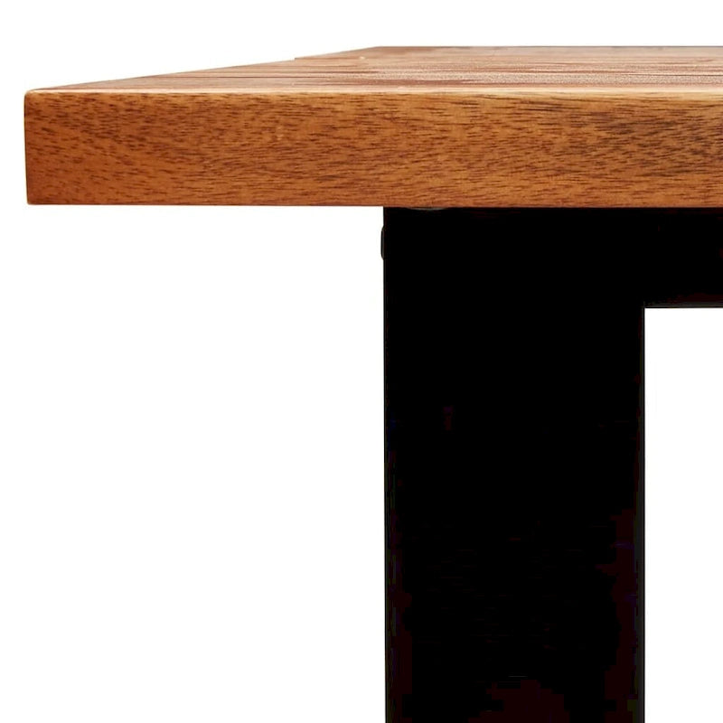 Table à manger en acacia massif Live Edge avec pieds en U en acier noir