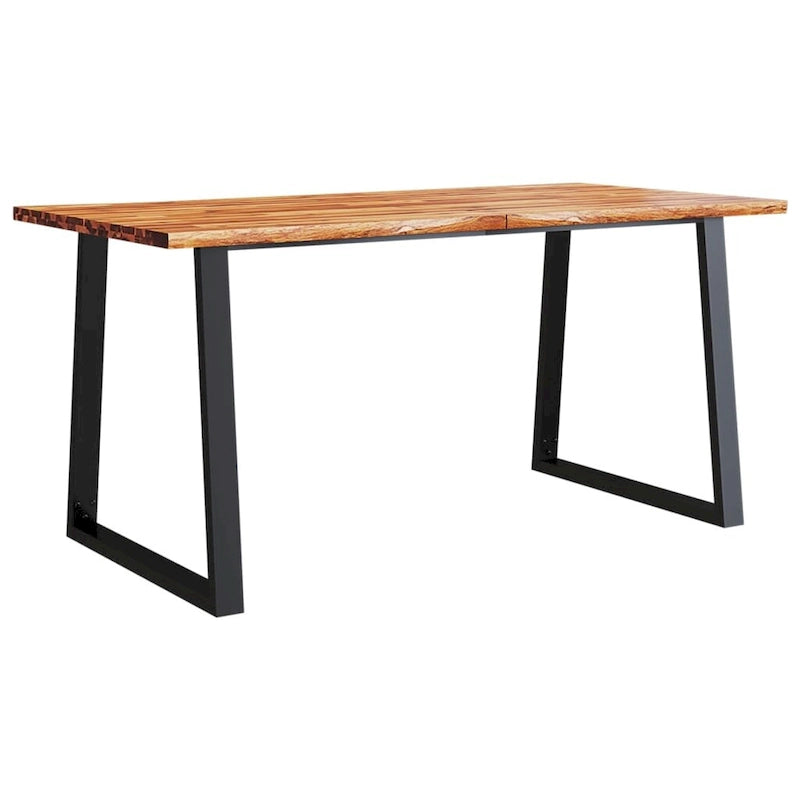 Table à manger en acacia massif Live Edge avec pieds en U en acier noir