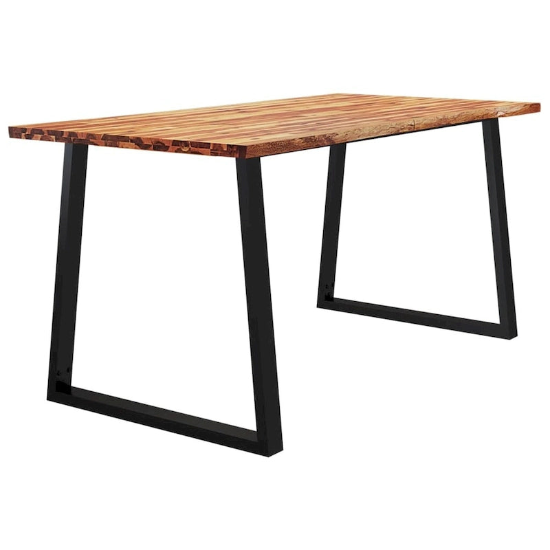 Table à manger en acacia massif Live Edge avec pieds en U en acier noir