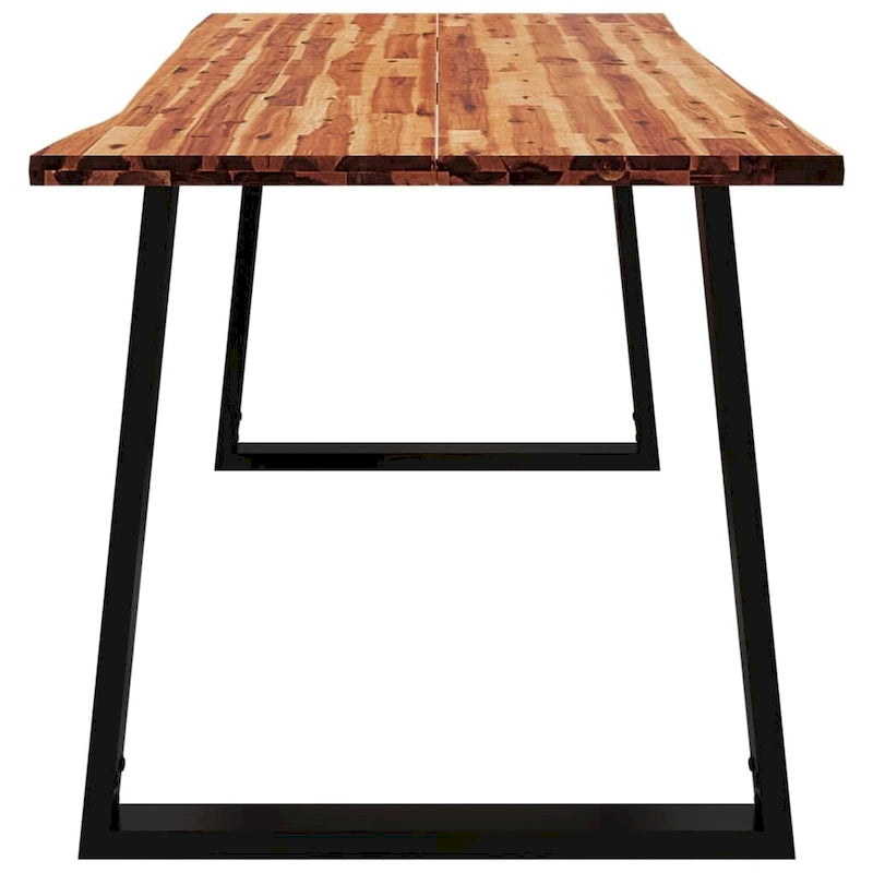 Table à manger en acacia massif Live Edge avec pieds en U en acier noir